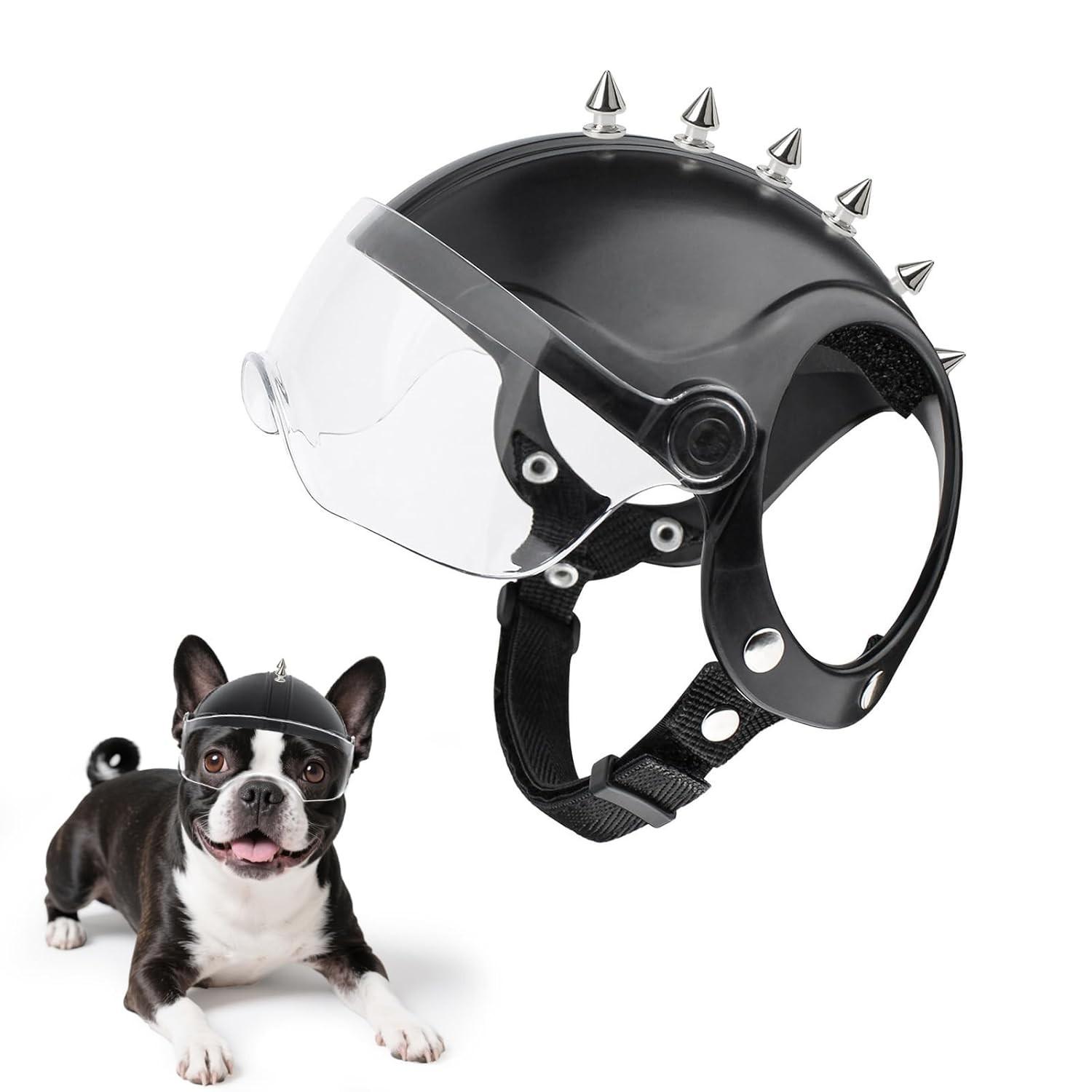 Capacete para Cães com Óculos Anti-UV e Viseira Pop-Up: Aventura Segura e Estilosa!