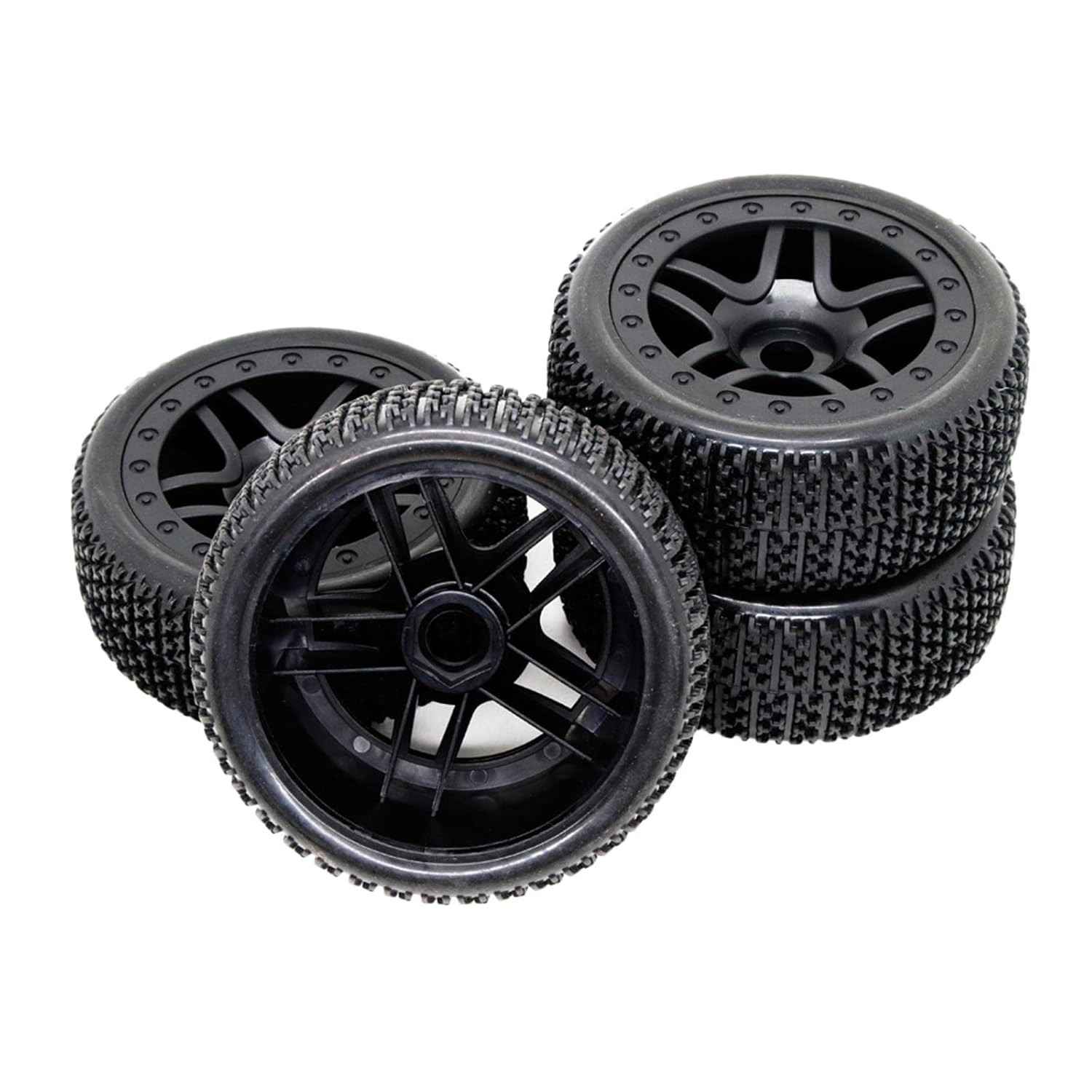 Conjunto 4 Pneus Borracha 17mm para Carros RC 1:7, 1:8, 1:10 - Tração e Durabilidade Superior