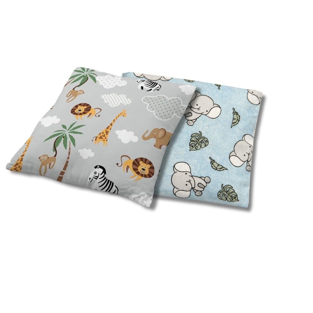 Bolsa de Sementes para Cólica de Bebê - Kit 2 Unidades Dino Branco + Safari Cinza