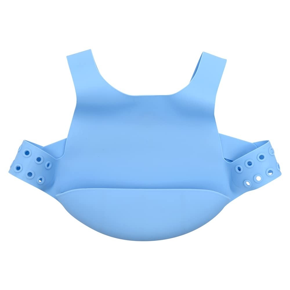 Babador Infantil Silicone Azul com Bolso Coletor - Seguro, Ajustável e Ideal para BLW
