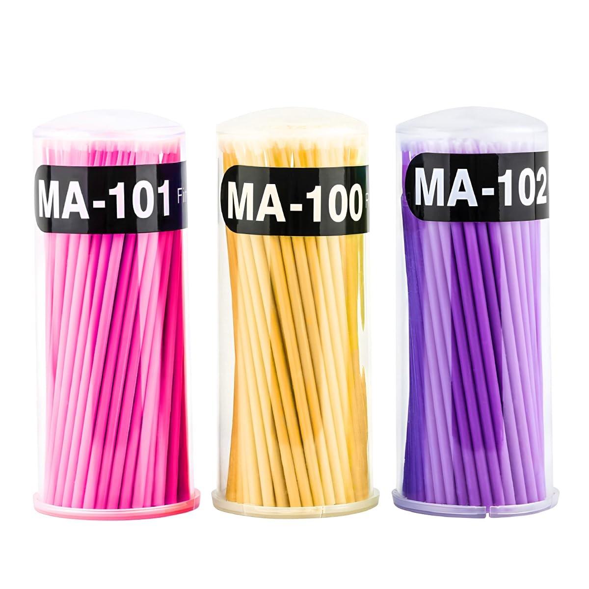 Pincéis de Retoque para Veículos - 3 Unidades com Pontas de Algodão Macias - Amarelo, Rosa e Roxo Escuro