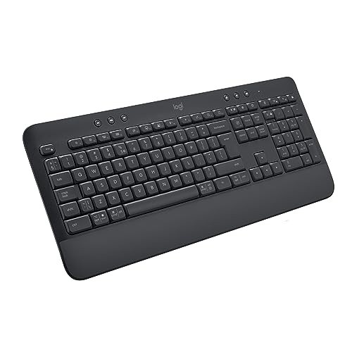 Teclado Sem Fio Logitech Signature K650 Com Apoio para as Mãos, Resistente a Derramamentos, Teclado Numérico, Conexão Bluetooth ou Receptor USB Logi Bolt - Grafite