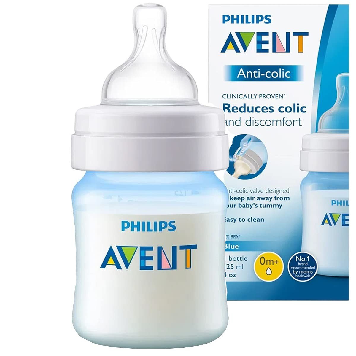 Mamadeira Anti-cólica Azul 125ml - Philips Avent | Alívio Natural para Cólicas e Conforto Total