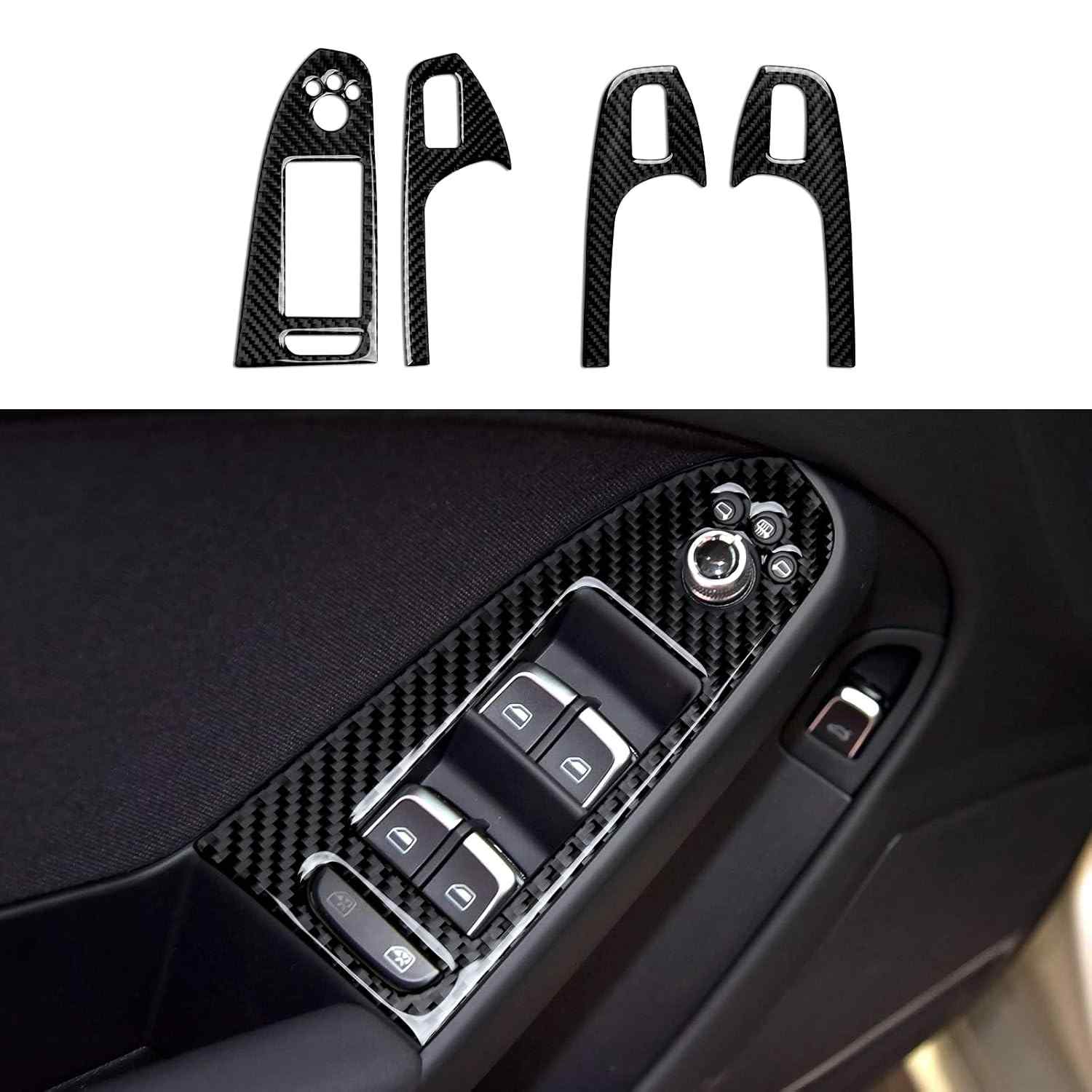 Decalques de controle de interruptor de elevação de janela para Audi A4 S4 RS4 2009 2010 2011 2012 2013 2014 2015 2016 acessórios adesivos interiores de fibra de carbono, estilo A