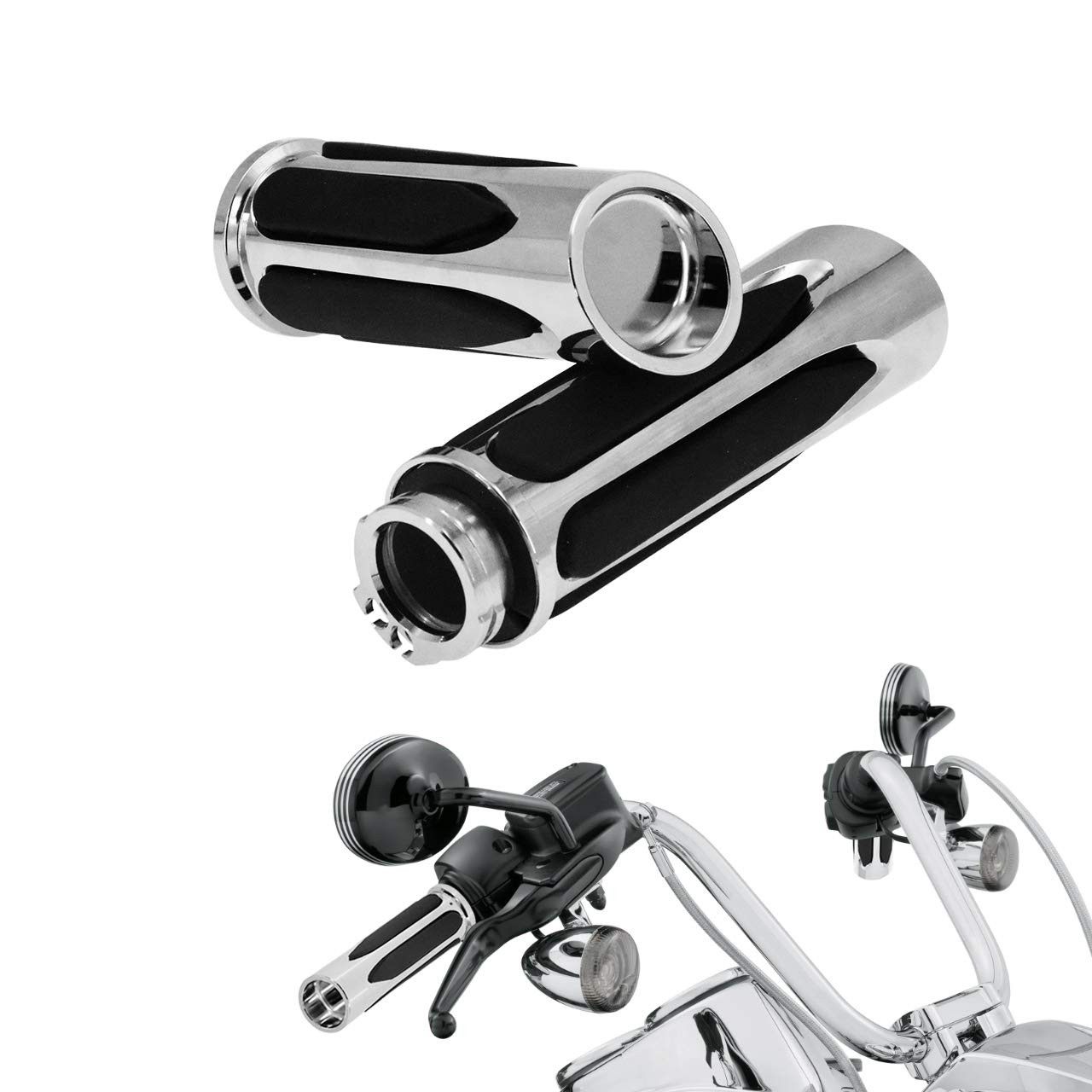 Manoplas HDBUBALUS 2.5cm Cromadas para Harley Davidson: Conforto e Estilo para Sua Moto