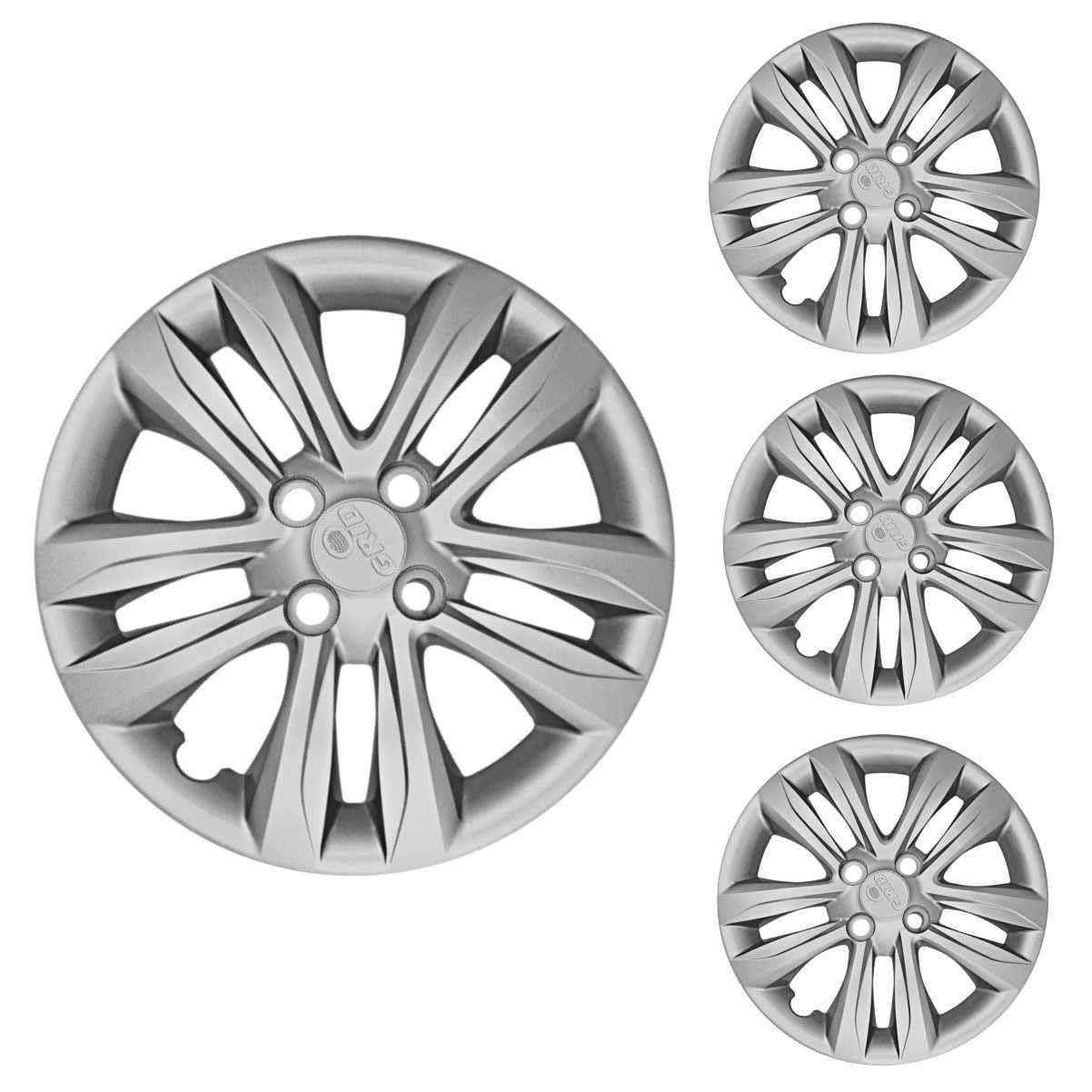Jogo de Calotas Aro 15 Prata Grid para HB20 Hatch e Sedan (2016-2018)