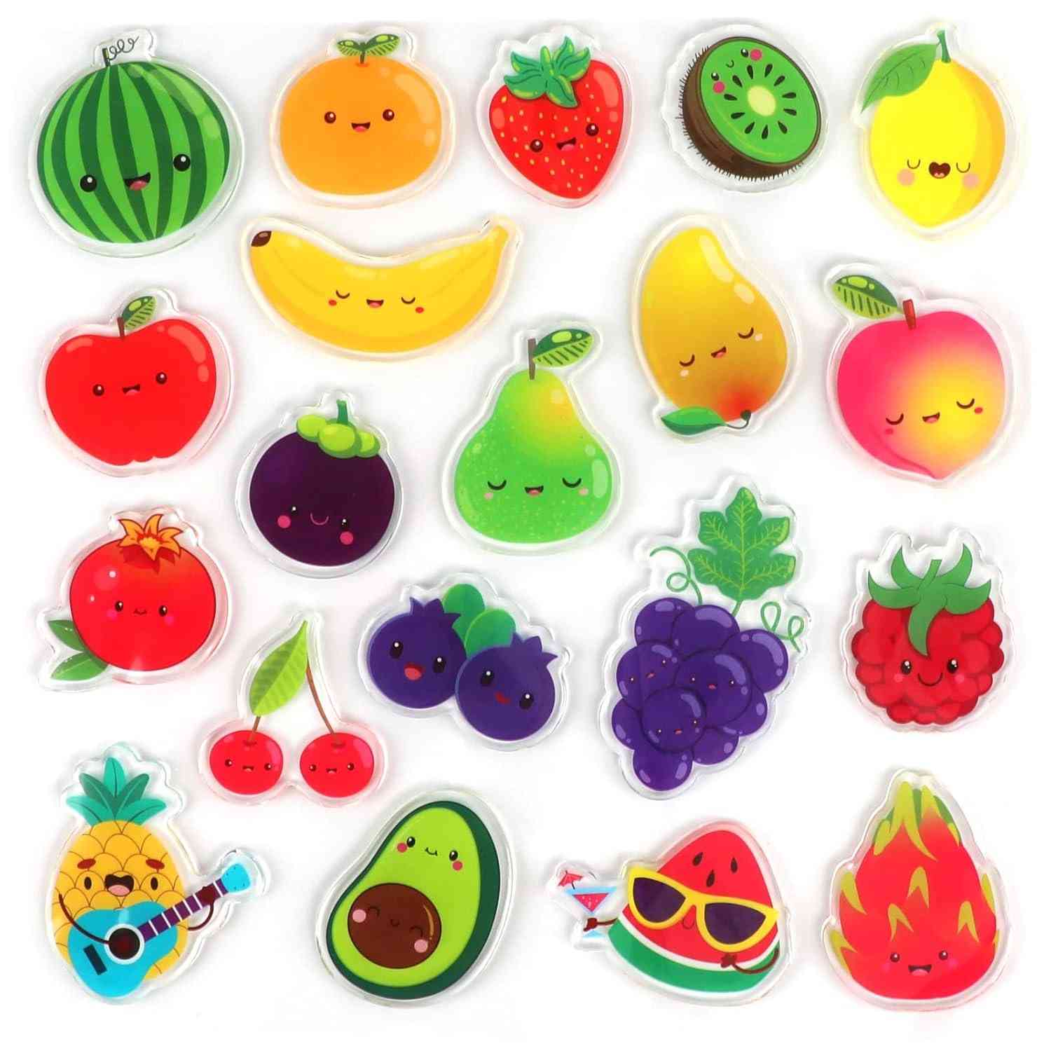 Gel Adesivo de Frutas para Janela - 20 Peças Reutilizáveis com Design Colorido para Decoração e Brincadeiras