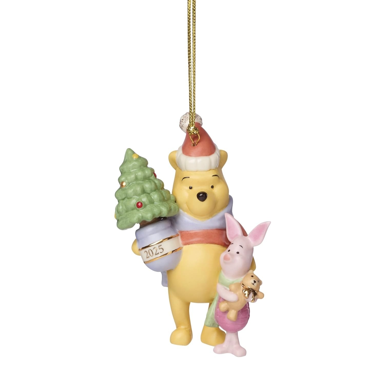 Enfeite de Natal Ursinho Pooh e Leitão em Porcelana - Decoração Encantadora para Árvore