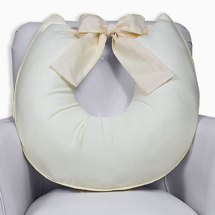 Almofada de Amamentação Confortável com Laço em Tecido Palha - Suporte Ergonômico para Mães