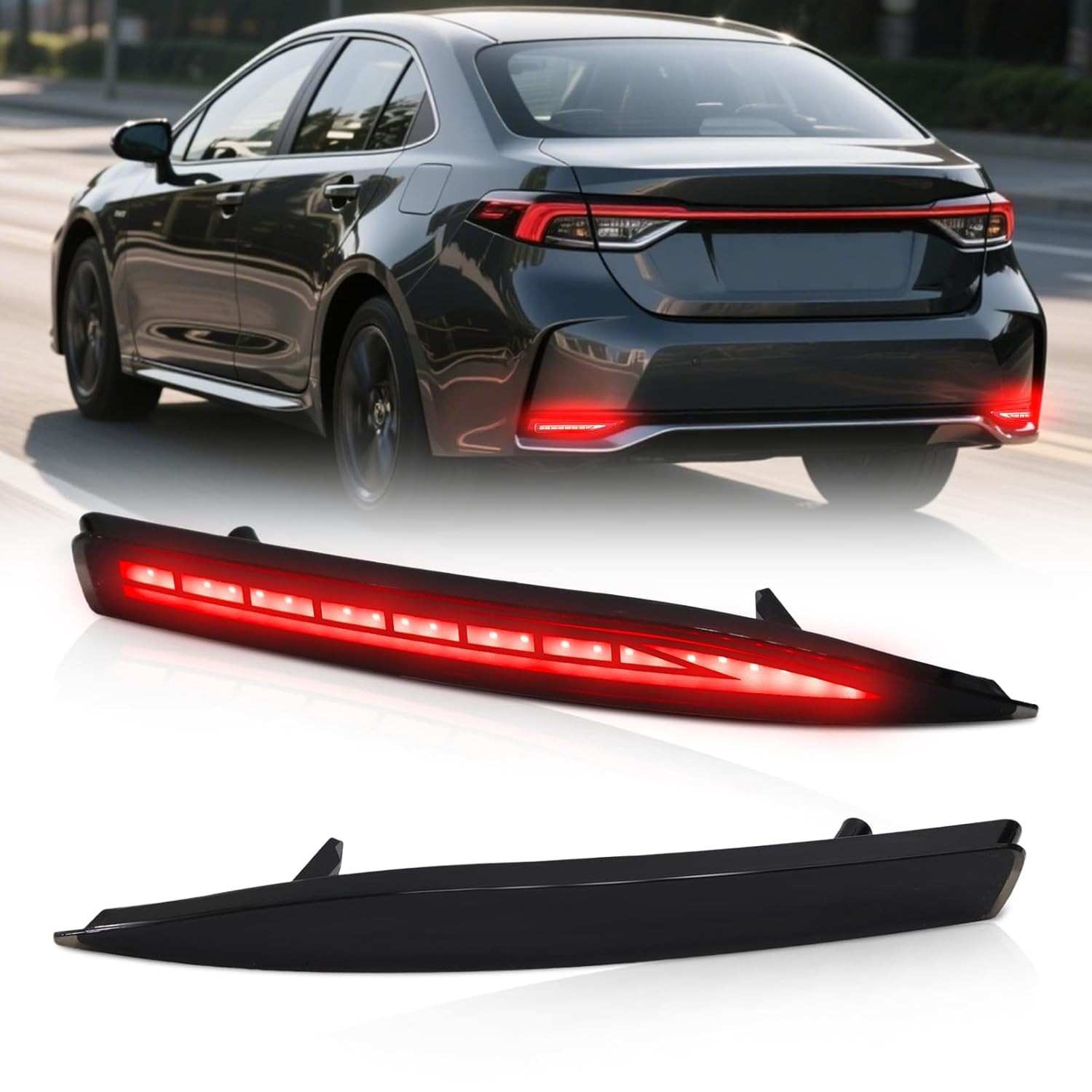 Refletores de LED Traseiro Sequencial para Toyota Corolla 2019-2024: Freio, Seta e Neblina com Lente Fumê