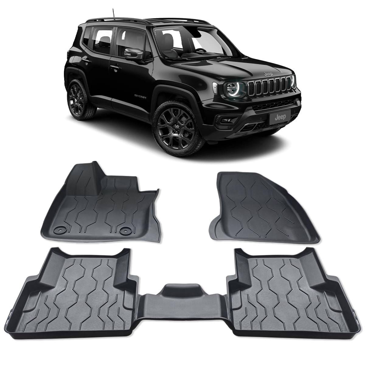 Kit 5 Tapetes de Borracha com Bordas Elevadas para Jeep Renegade (2015-2024) - Proteção Total!