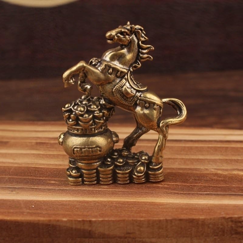 Estátua de Cavalo do Zodíaco Chinês em Bronze - Decoração Elegante para Sala de Estar e Escritório