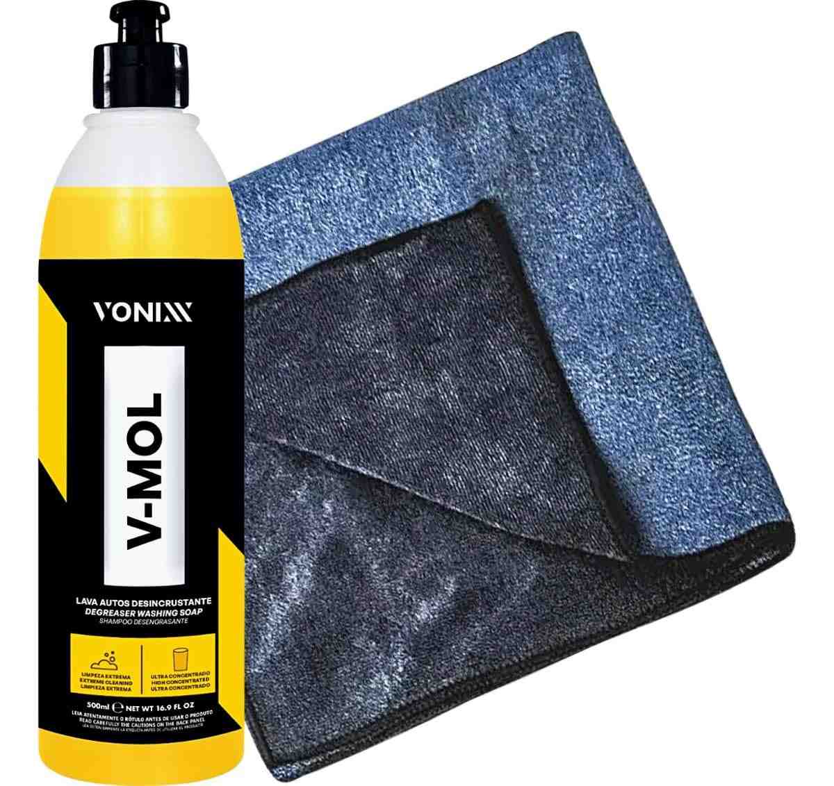 Kit Essencial Vonixx: Shampoo V-Mol 500ml + Toalha Detalher 50x90 para um Brilho Impecável