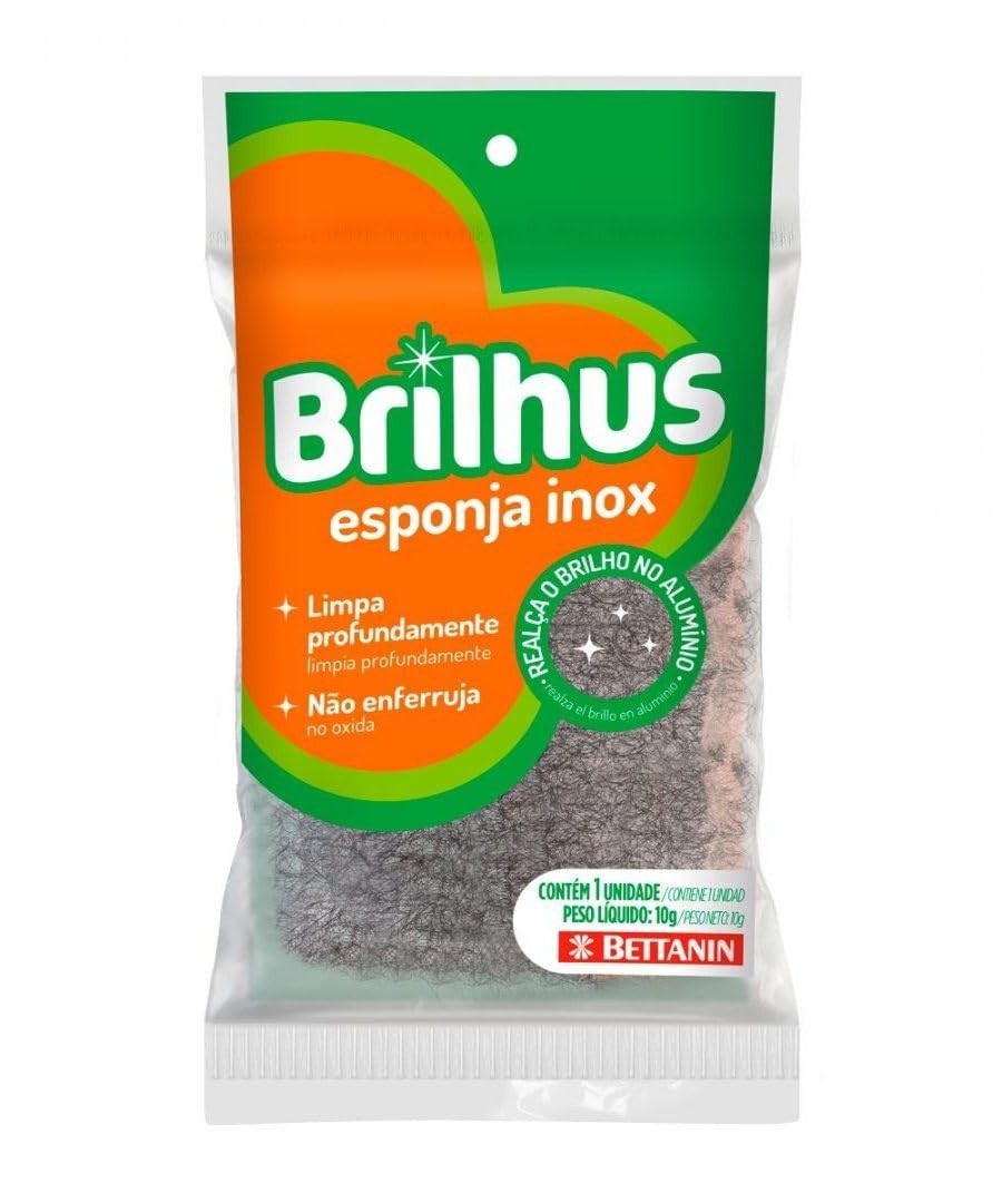 Brilhus Esponja de Inox - Limpeza Profunda e Durável para Cozinha e Banheiro