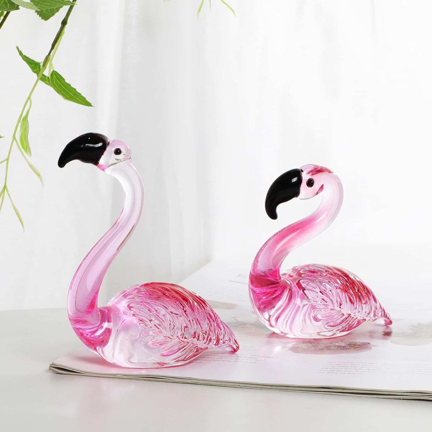 Flamingos de Cristal Rosa - Decoração Elegante e Simbólica para Casa e Presentes