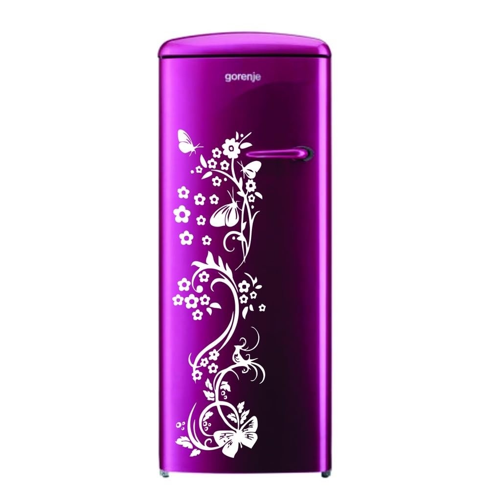 Adesivo Decorativo Floral com Borboletas para Parede e Geladeira - Design Elegante Branco