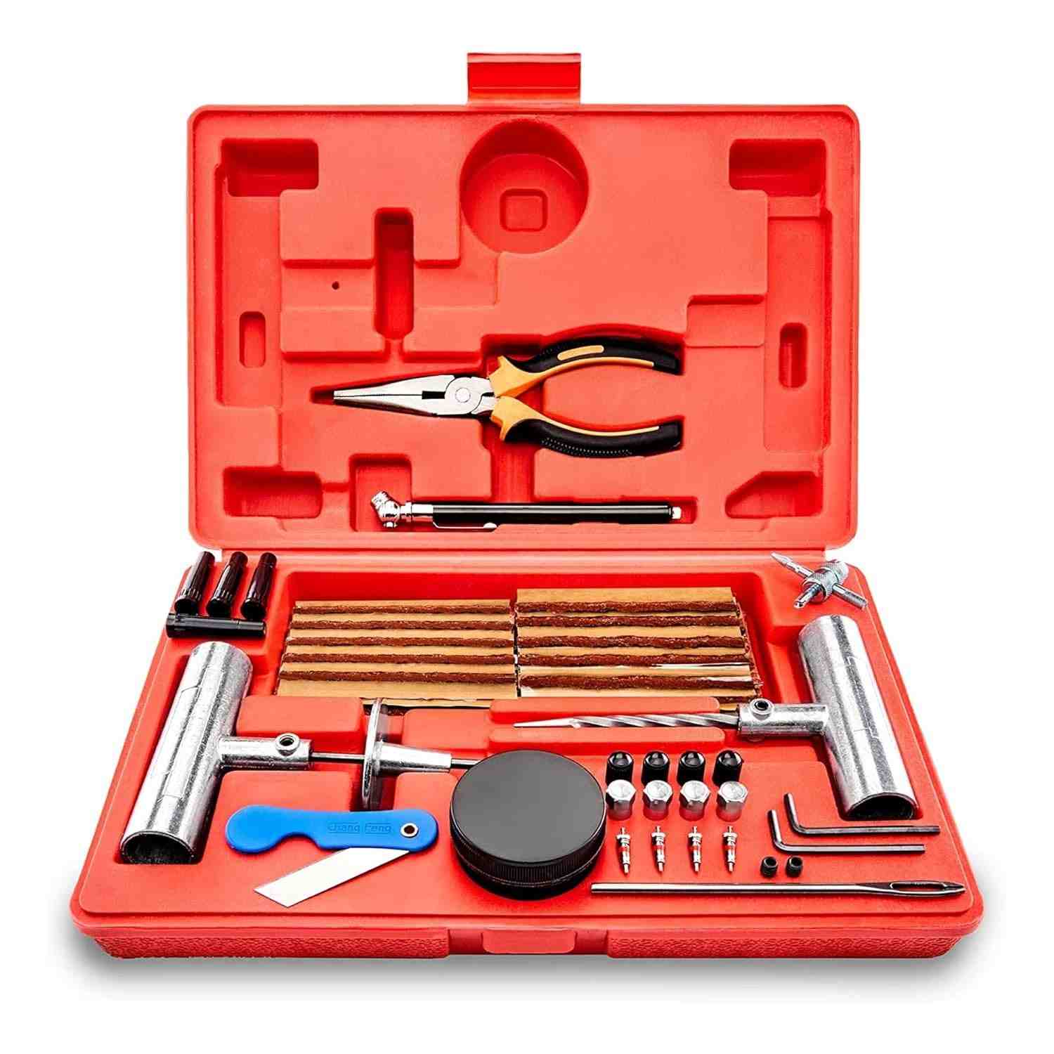 TOOLUXE Kit Universal 57 Peças: Reparo Rápido e Essencial para Pneus de Carros, Motos e Mais!