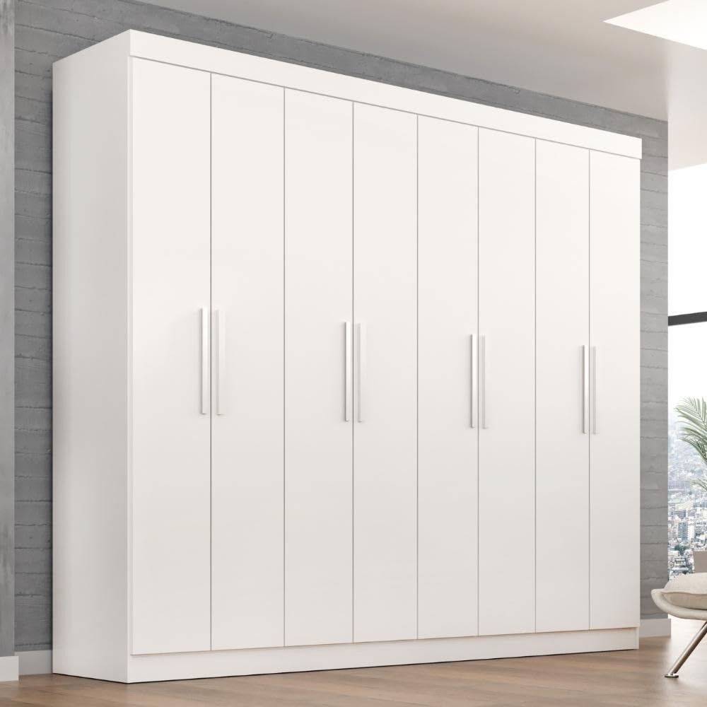 Guarda-Roupa Casal Lisboa 8 Portas 4 Gavetas Branco – Organização e Estilo para seu Quarto