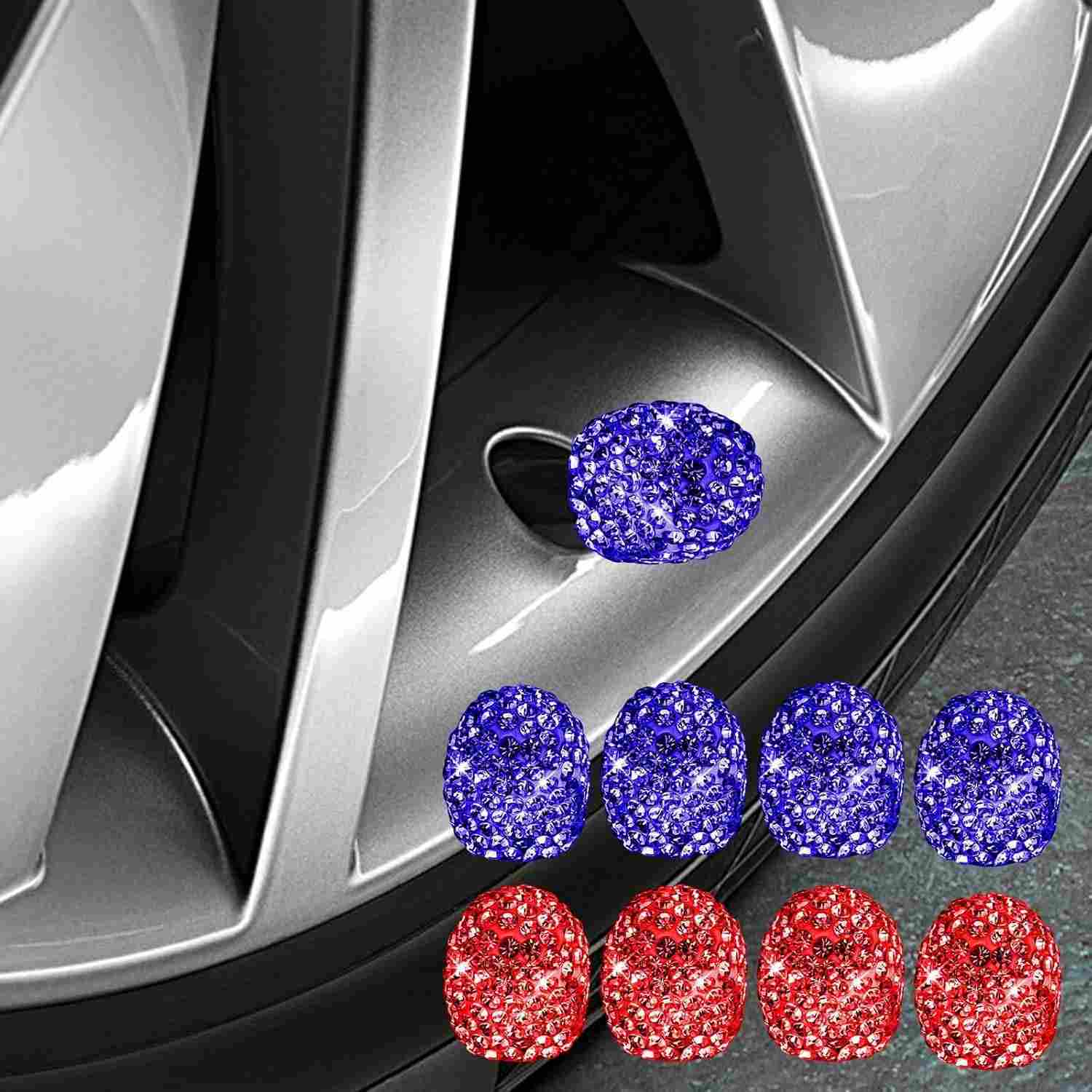 Kit 8 Tampas Válvula Pneu Cristal Strass - Elegância e Proteção para Seu Veículo