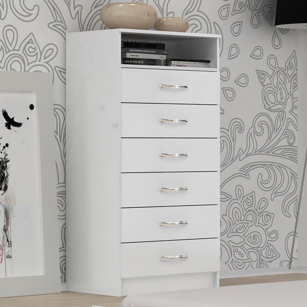 Cômoda Atlas 6 Gavetas para TV - Design Elegante em Branco Evidência