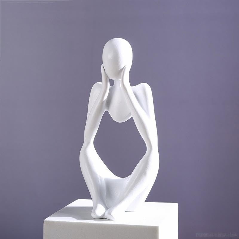Estátua de Pensador em Resina Arenito - Escultura Decorativa para Escritório e Casa