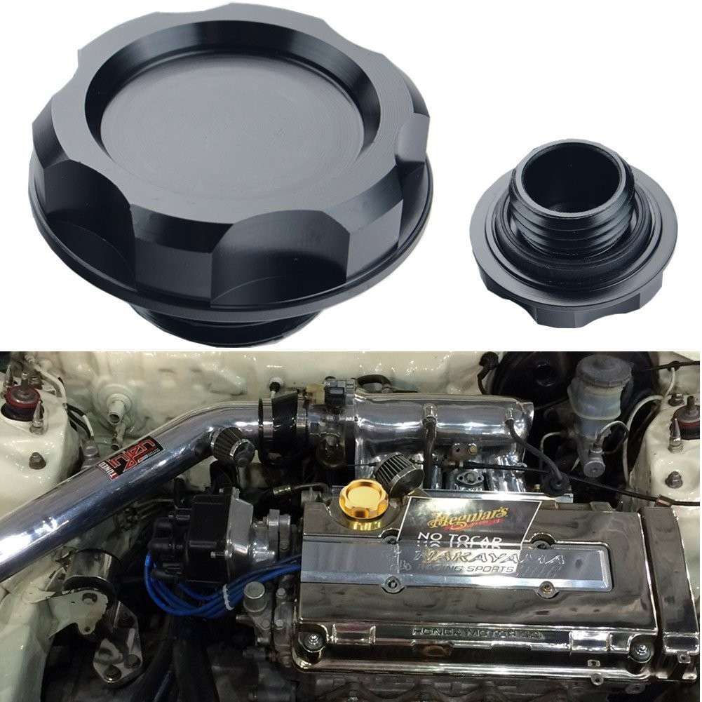 Capa de Tanque de Combustível Billet Engine para Honda/Acura - Estilo e Performance em Alumínio Preto