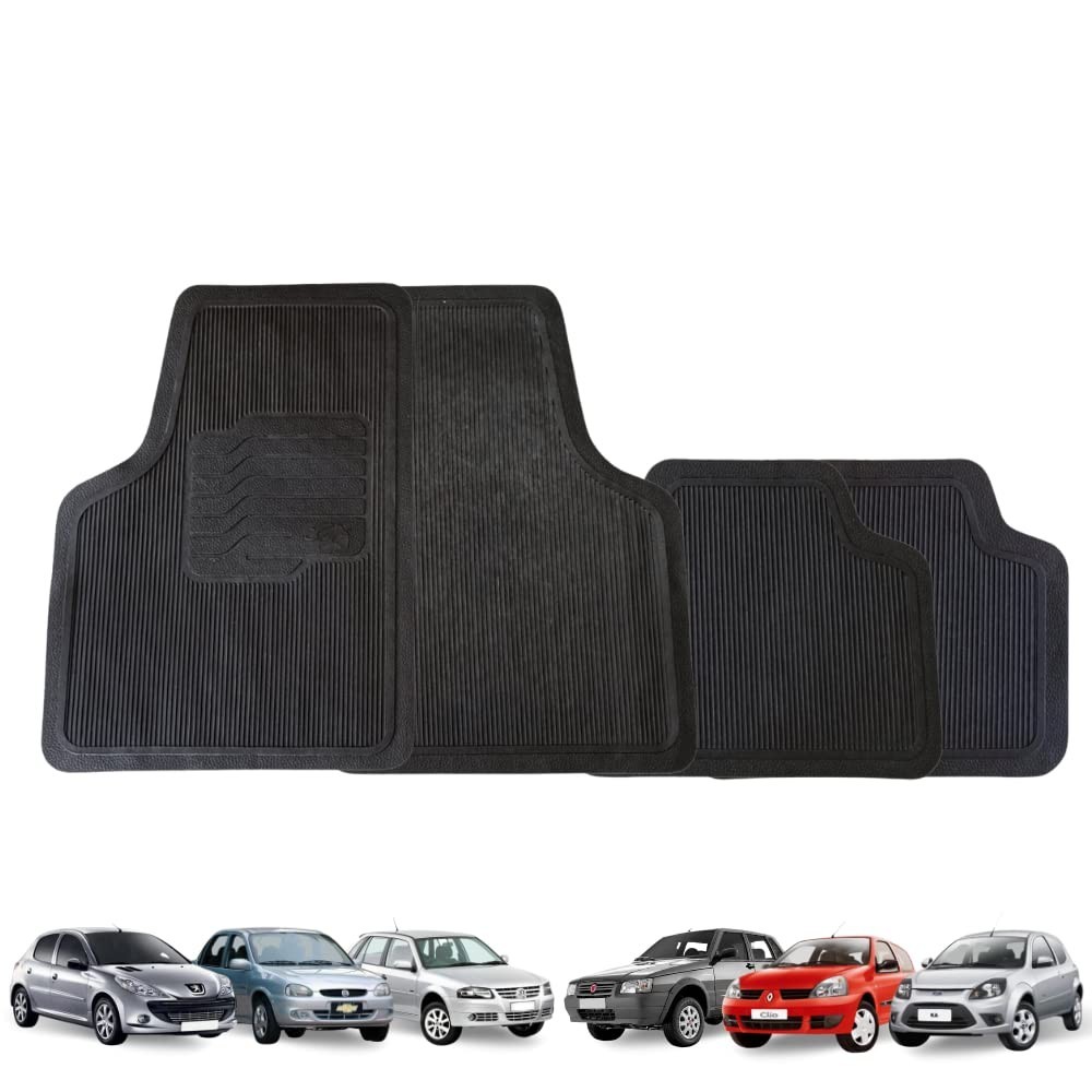 Jogo de Tapetes Universal 4 Peças Borracha PVC Lanzi - Proteção e Estilo para Seu Carro