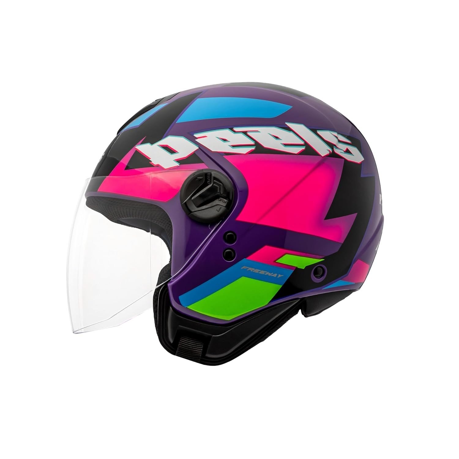 Capacete Peels Freeway Hype Aberto Roxo/Pink - Estilo e Segurança para Sua Moto