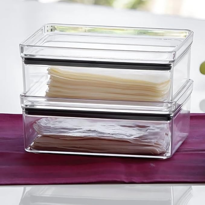 Porta Frios Geladeira 770ml - Pote Hermético Empilhável para Queijo e Presunto