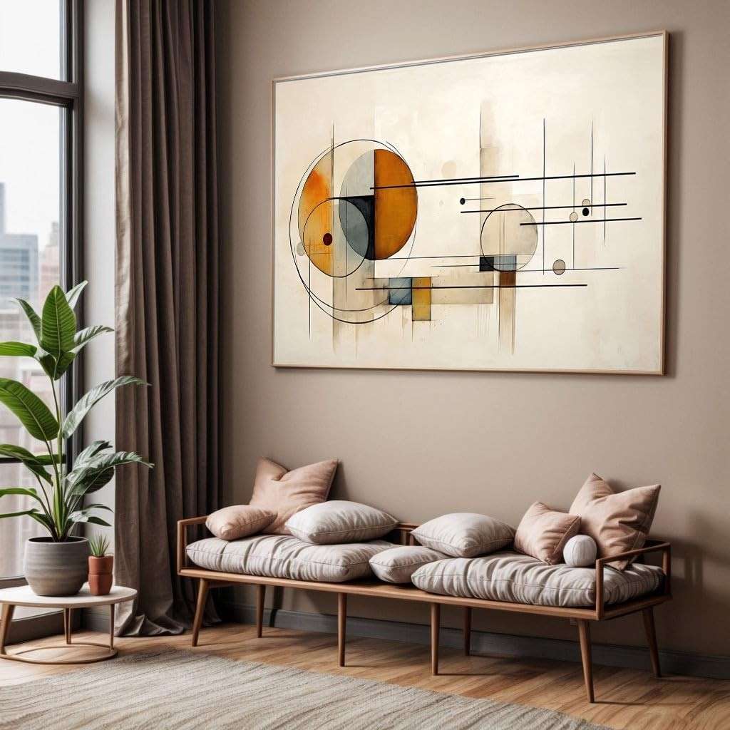 Quadro Abstrato Geométrico 90x60cm - Decoração Moderna para Sala e Quarto