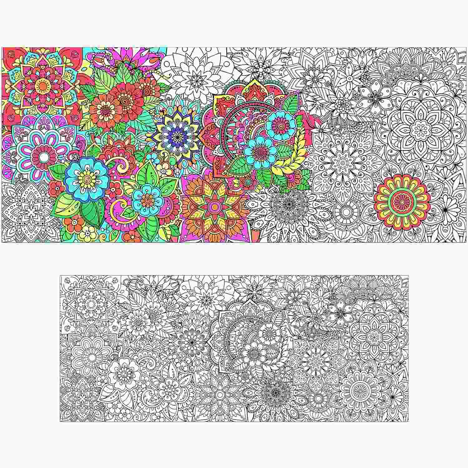 Pôster Gigante para Colorir Mandala - 140x60cm - Atividade Criativa para Crianças e Adultos