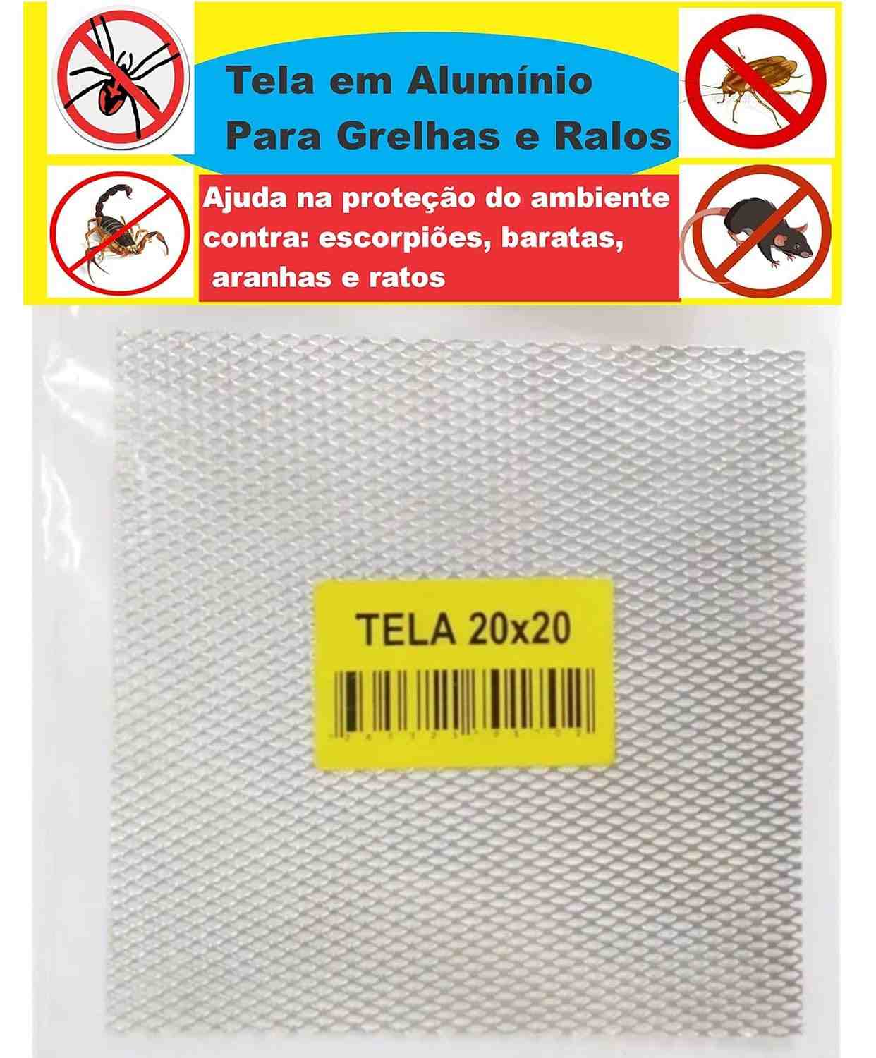 Tela para Ralo Grelha em Alumínio 20x20 cm - Proteção Anti-Insetos com Design Moderno