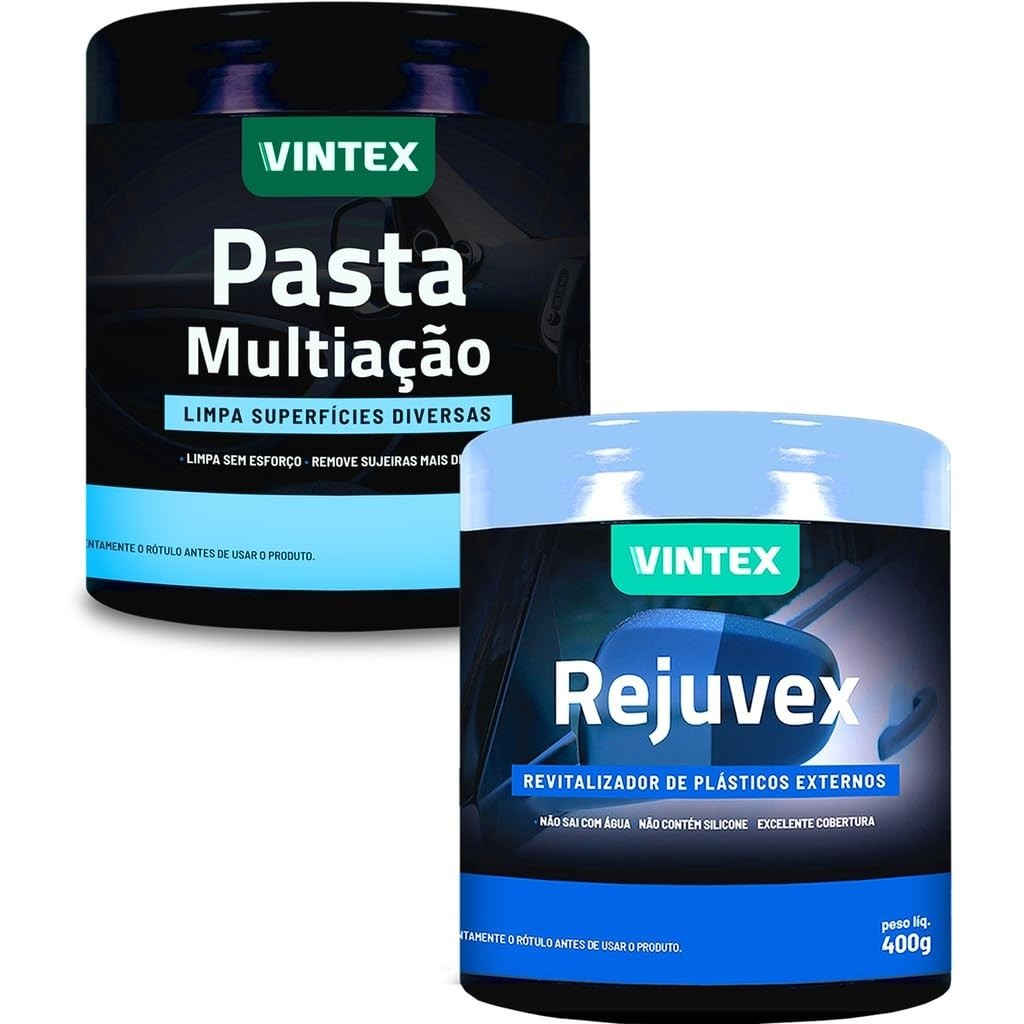 Kit Essencial Vintex: Revitalizador Rejuvex 400g + Pasta Multiação 500g para Carro Impecável