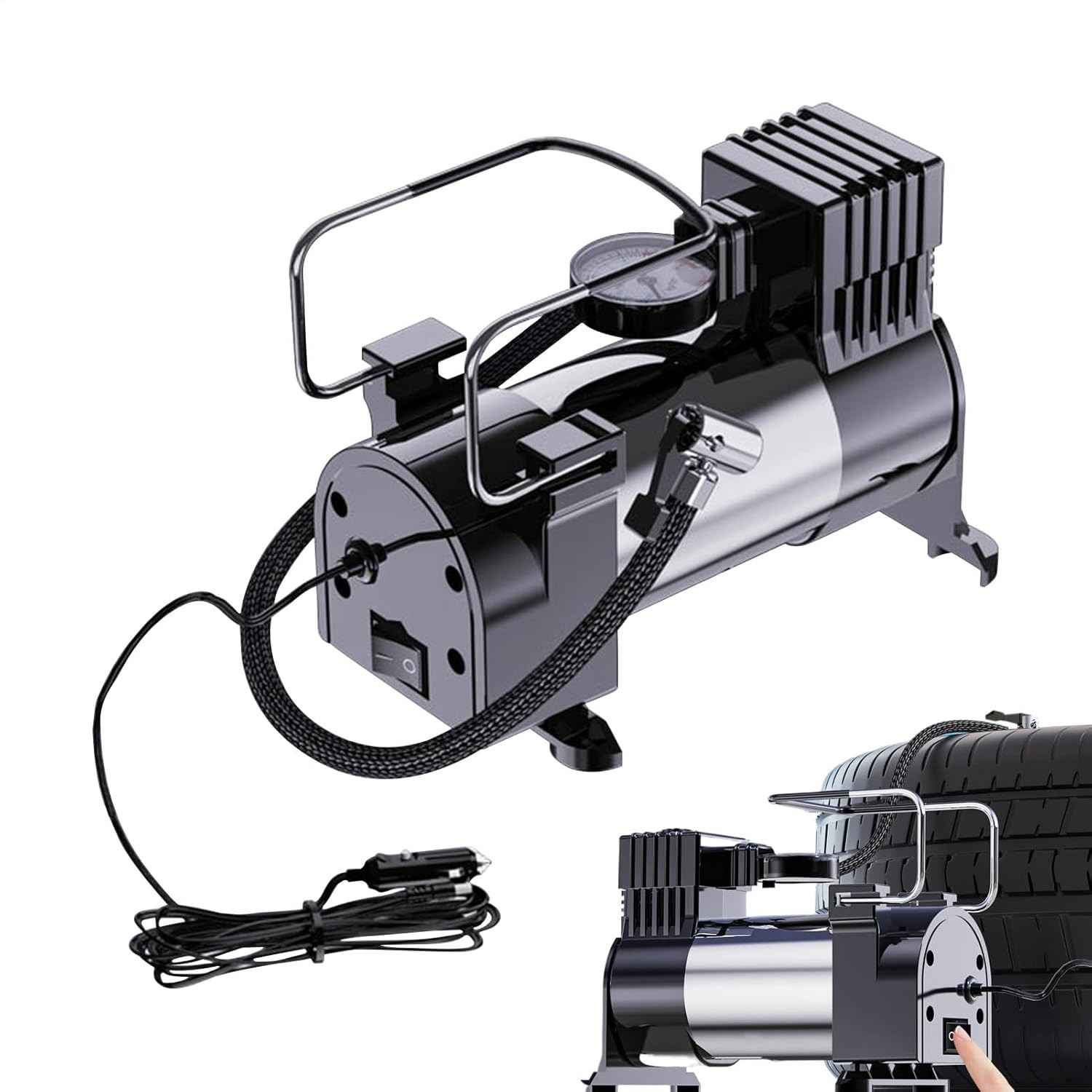 Compressor de Ar Elétrico Potente para Pneu de Carro | Inflador Rápido e Eficiente
