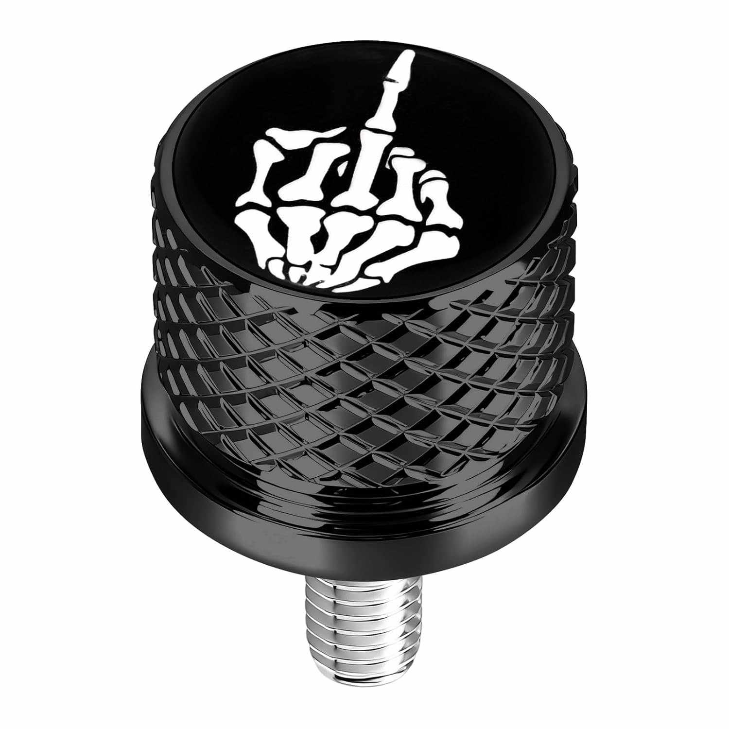 Parafuso de Assento Crânio Dedo Médio Preto para Harley Davidson 1996-2023 - Aço Inox 1/4"-20
