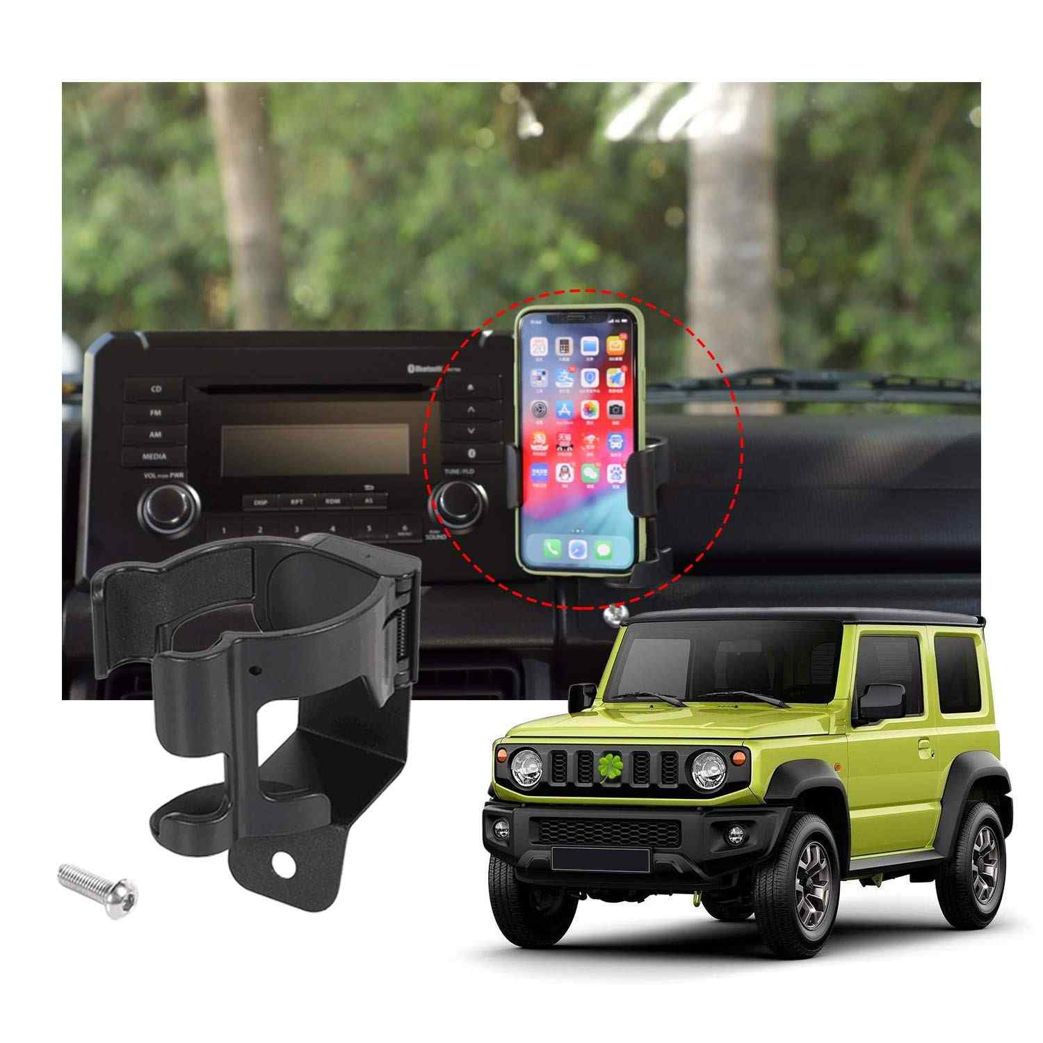 Suporte Multifuncional YOCTM para Celular e Copo: Essencial para Suzuki Jimny JB64/JB74W (2019-2023)
