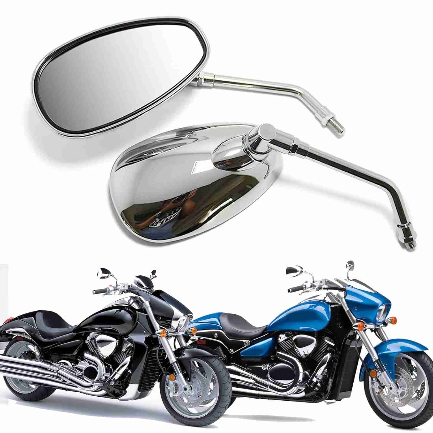 Espelhos Retrovisores Cromados 10mm para Motos Kawasaki, Suzuki e Mais - Visão Ampliada