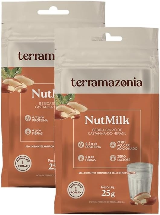 Kit 2X: Bebida Vegetal de Castanha do Pará em Pó NutMilk Sachê Terramazônia 25g