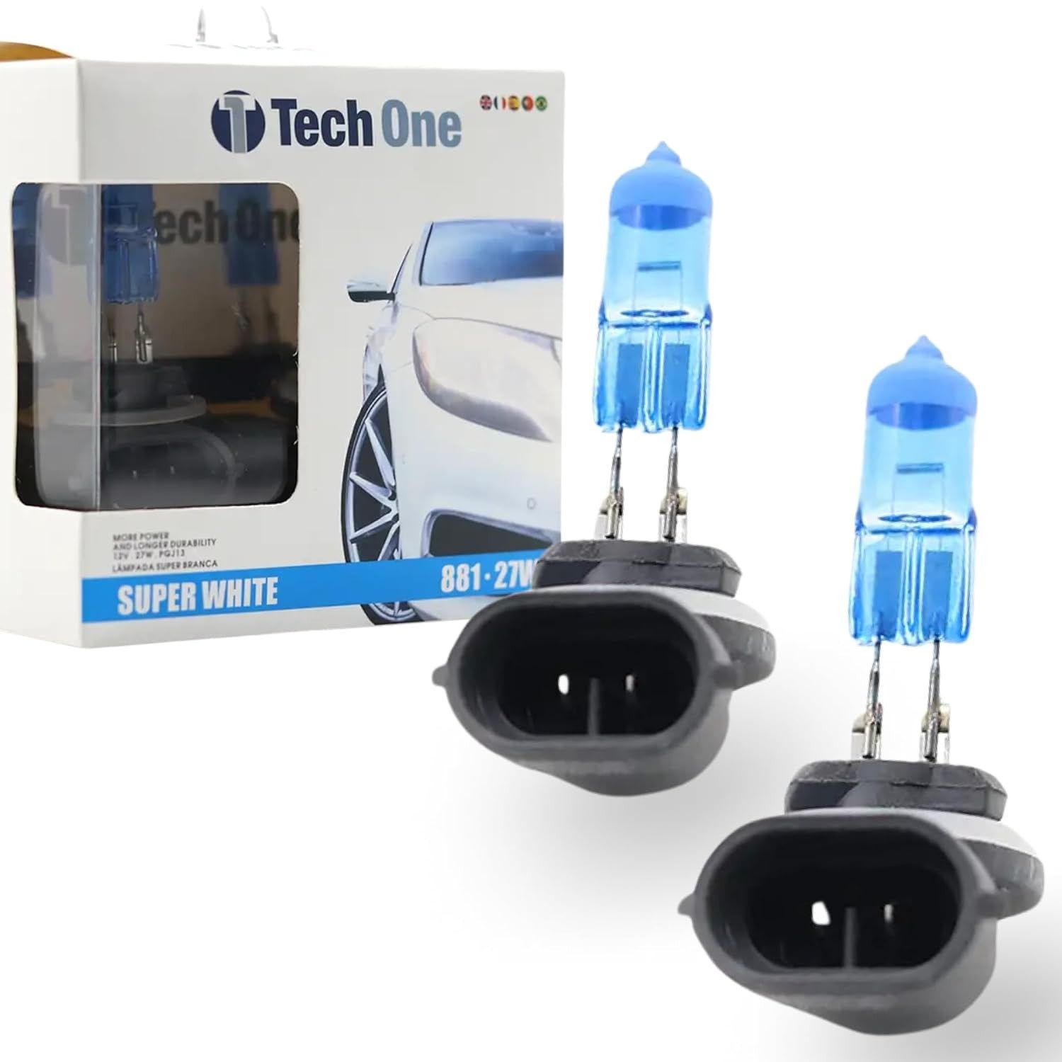 Lâmpadas Super Brancas Tech One 8500K H27 (881) 27W - Iluminação Intensa para Seu Veículo