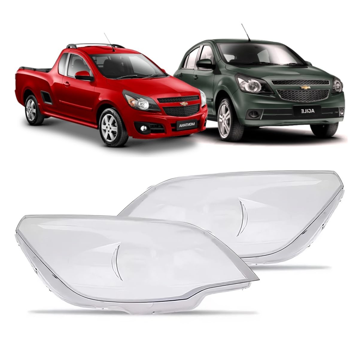 Par de Lentes para Farol Chevrolet Agile e Montana (2009-2013) - Cristalinas e Duráveis