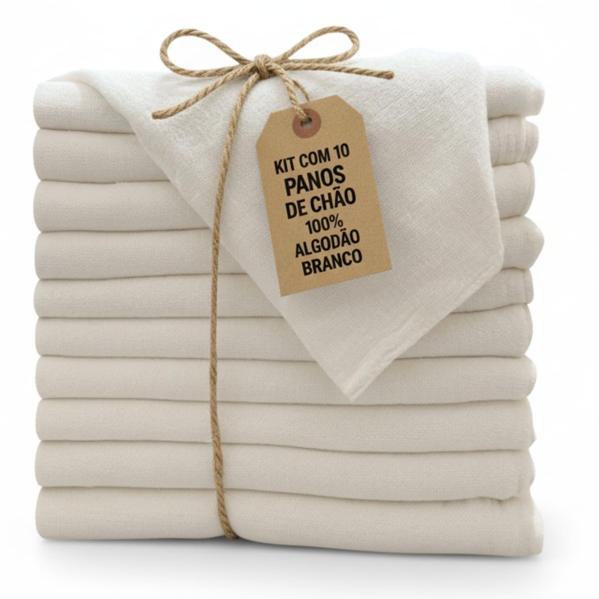 Pano de Chão Branco Grande Grosso 45x65 - Kit com 10 Unidades para Limpeza Pesada