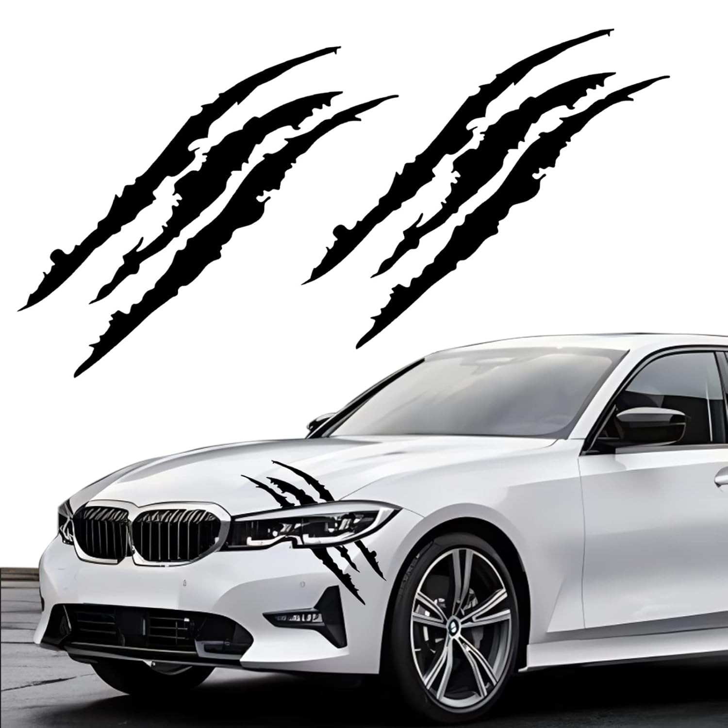Adesivos Garra para Carro: Personalize Faróis, Capô e Mais (2 Peças - Preto)