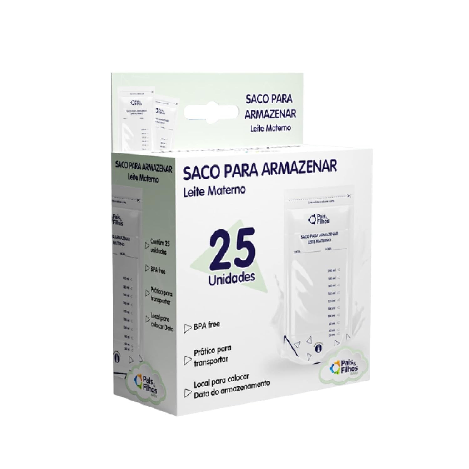Saco para Armazenar Leite Materno 200ml - 25 Unidades | Seguro, Prático e Livre de BPA