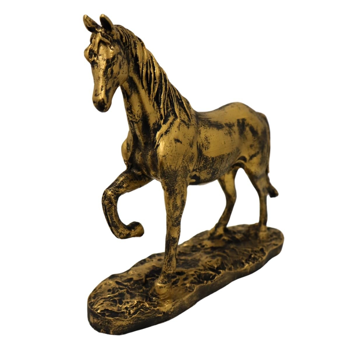 Enfeite de Resina Cavalo Dourado - Decoração Elegante para Mesa, Casa e Escritório