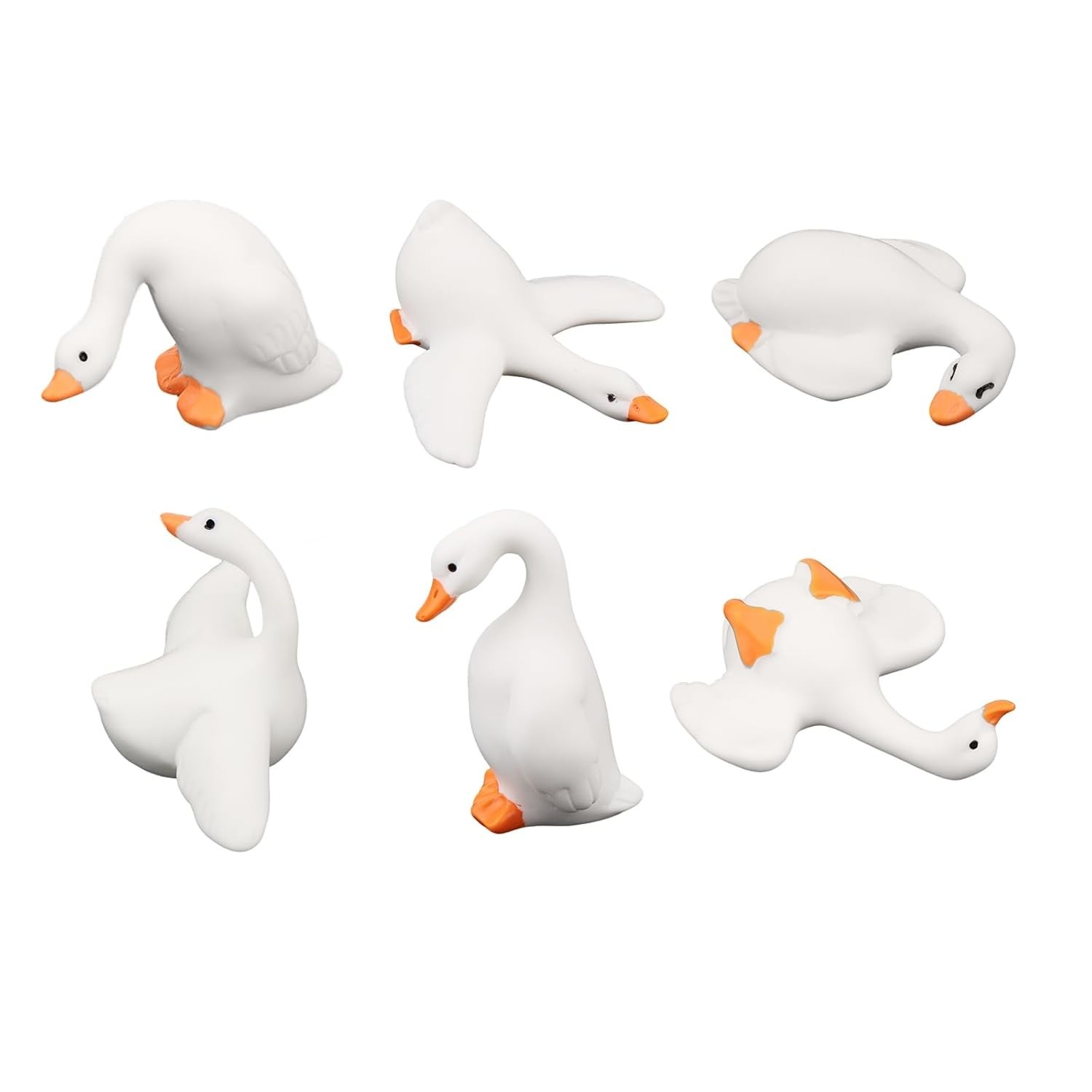 6 Mini Estatuetas de Ganso em Resina - Decorações Fofas para Mesa, Carro e Presentes