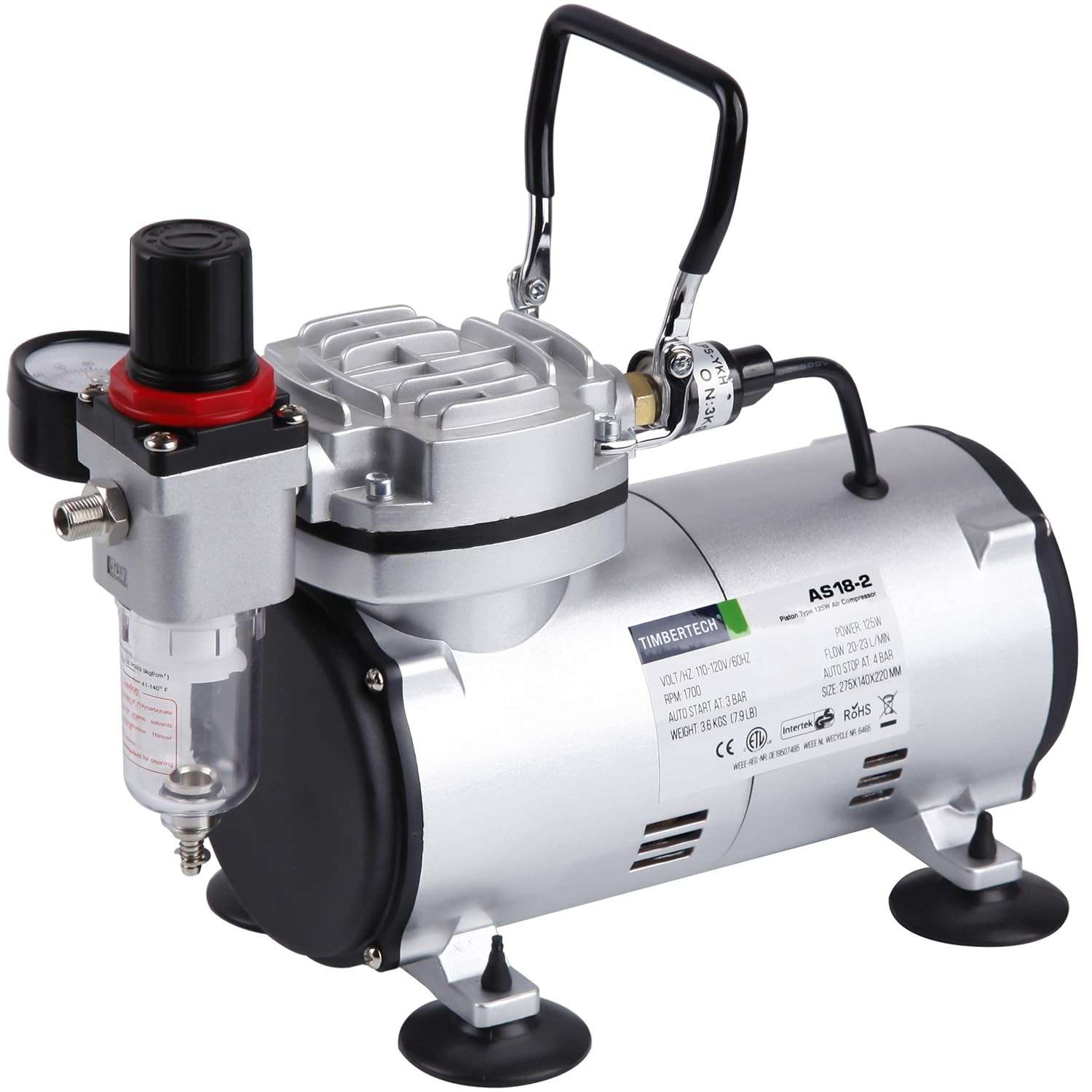 TIMBERTECH AS18-2: Mini Compressor de Aerógrafo Potente para Artes e Hobbies
