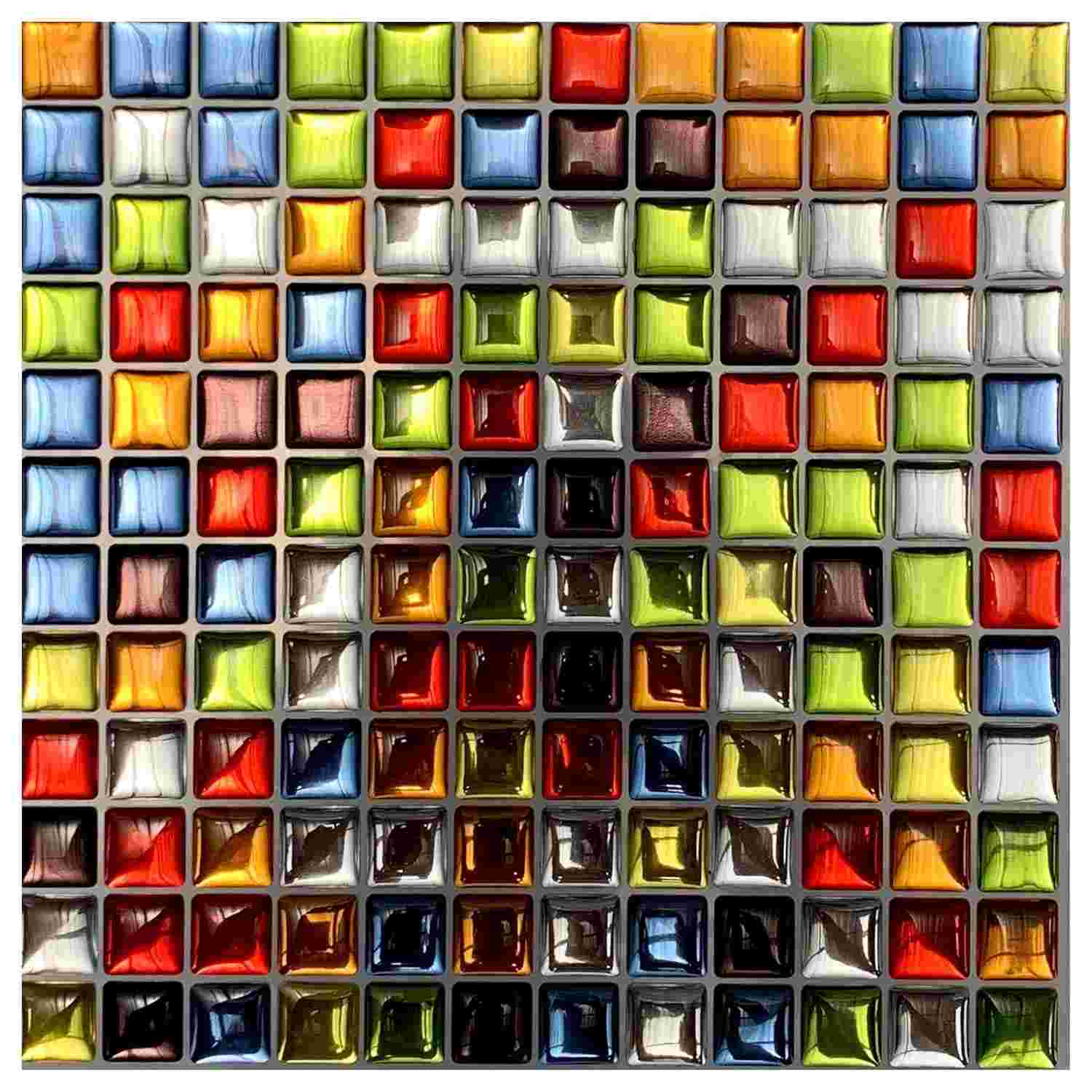 Pastilha Adesiva Mini Colorida Espelhada - Kit 4 Placas para Decoração Moderna