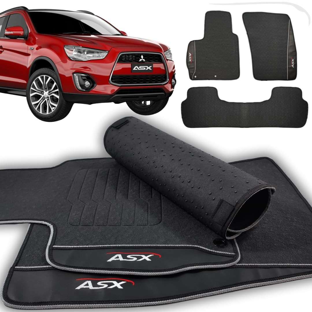 Jogo de Tapetes Automotivos Emborrachados 3 Peças para Mitsubishi ASX (2010-2021) - Proteção e Estilo