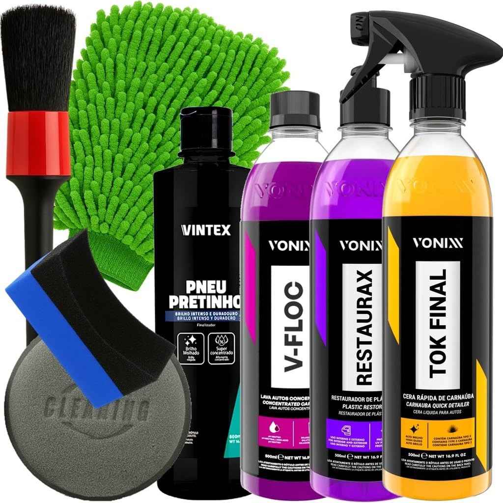 Kit Completo Vonixx: Lavagem e Estética para Moto e Carro com Cera Tok Final, Restaurax e Mais!