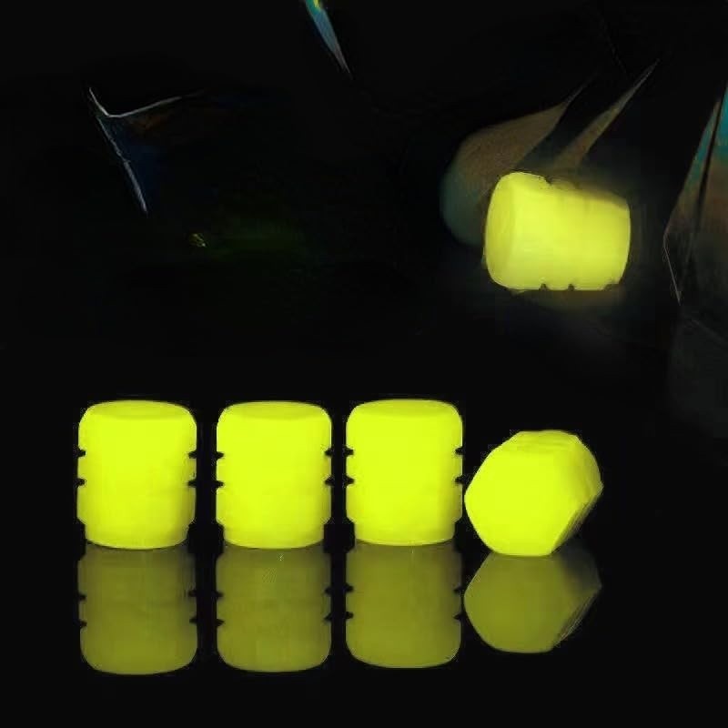 30x Tampas de Válvula Luminosas Verde Fluorescente para Carro, Moto e Bicicleta - Brilho Noturno